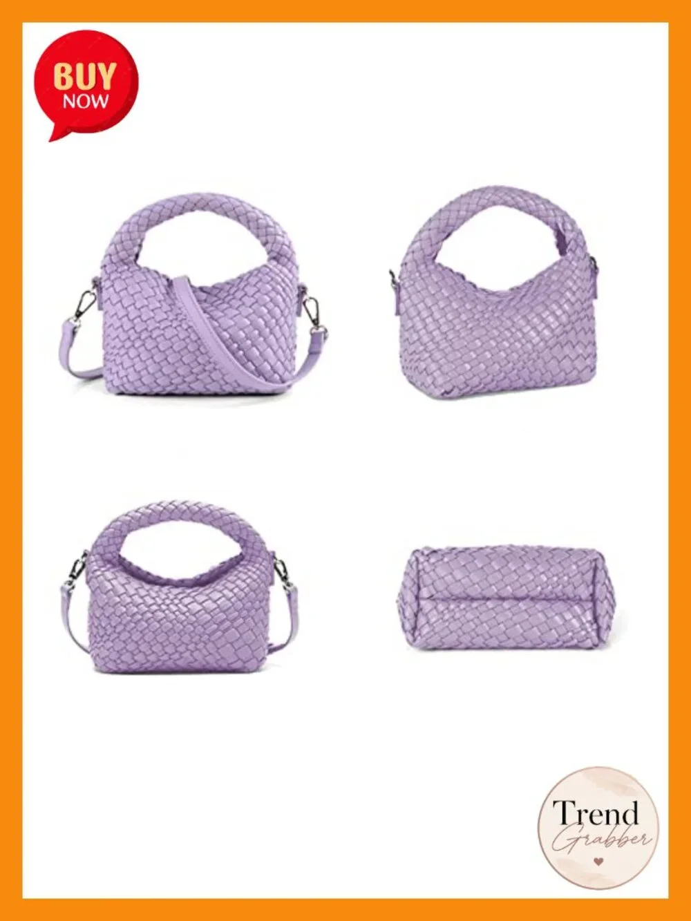 Small Woven Vegan Leather Crossbody Tote Bag with Detachable Strap